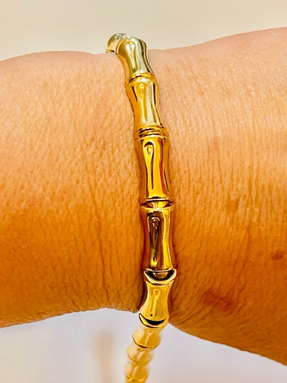 Sterling Silver Gold Plated Bamboo Link
Bracelet Sz 7 12 G